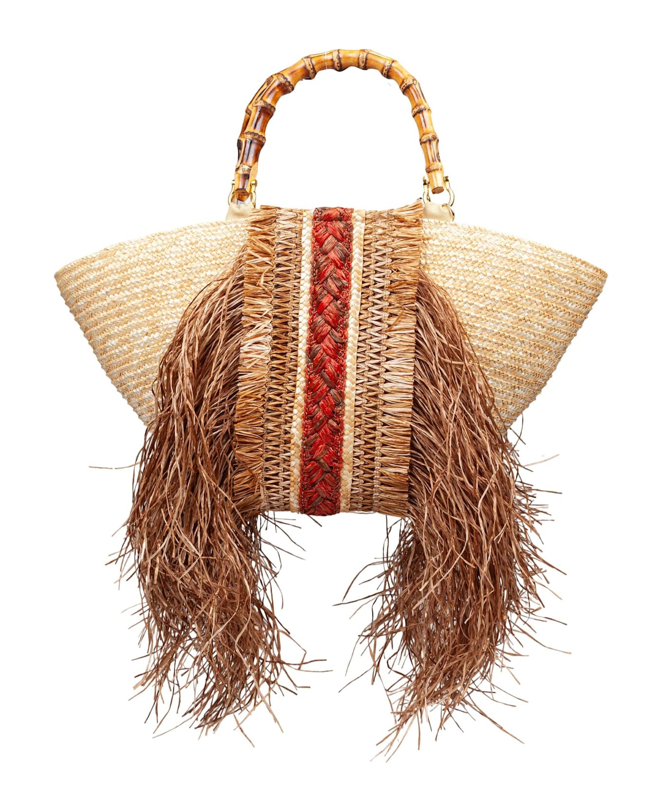 LaMilanesa Orizzonte I Straw Shopping Bag With Fringes - STRAW