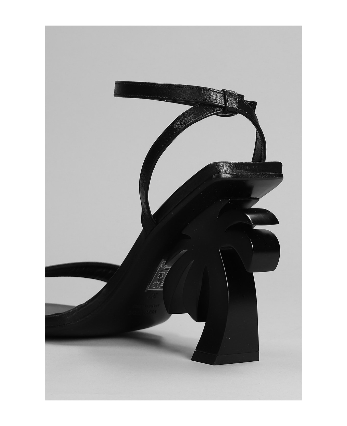 Palm Angels Sandals In Black Leather - black