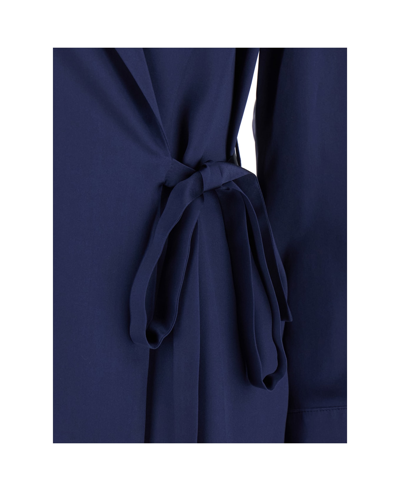 Momonì 
praia
 Dark Blue Jacket With Peak Lapels And Waist Belt In Silk Woman - Blu