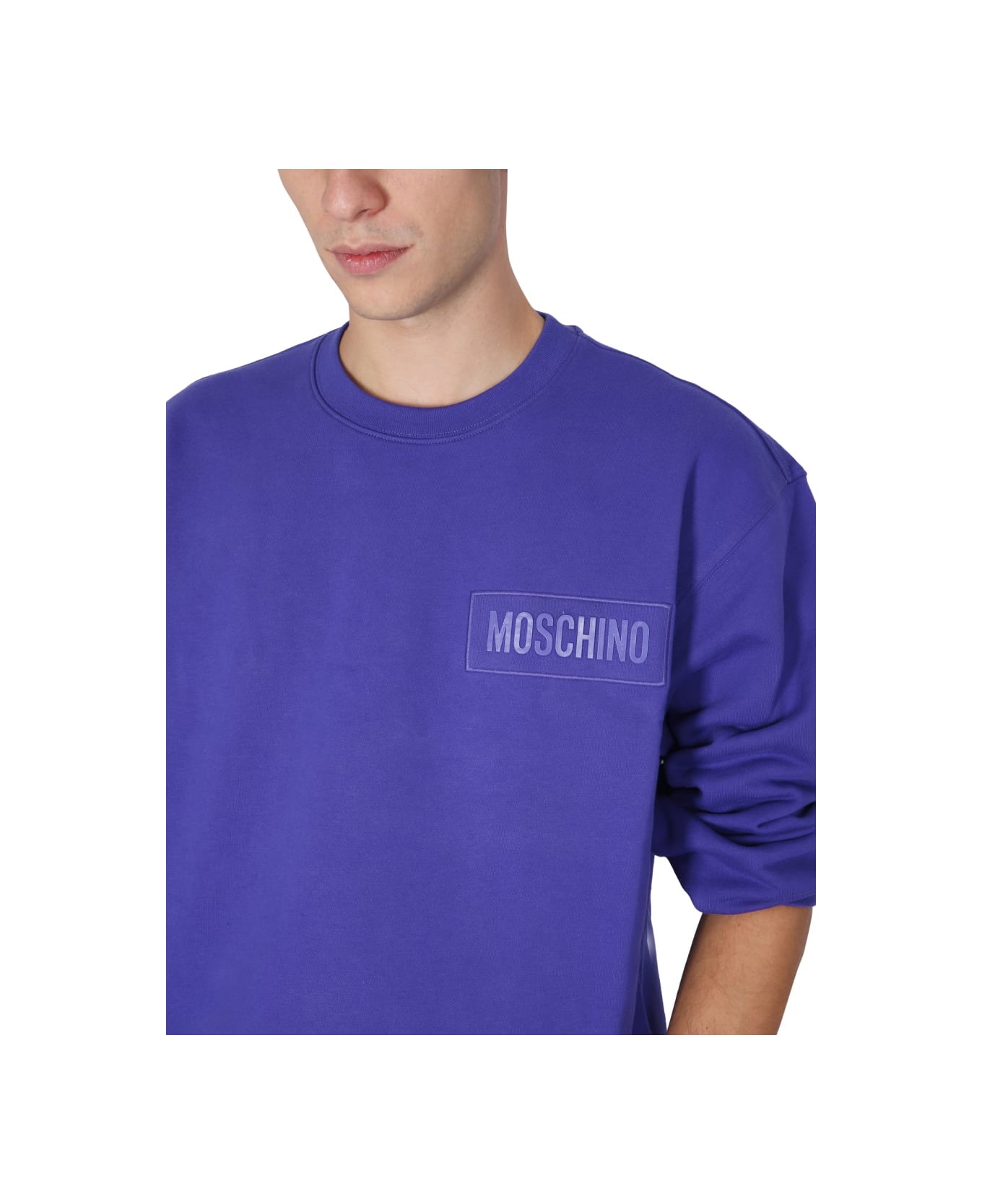 Moschino Sweatshirt With Logo Patch - BLUE