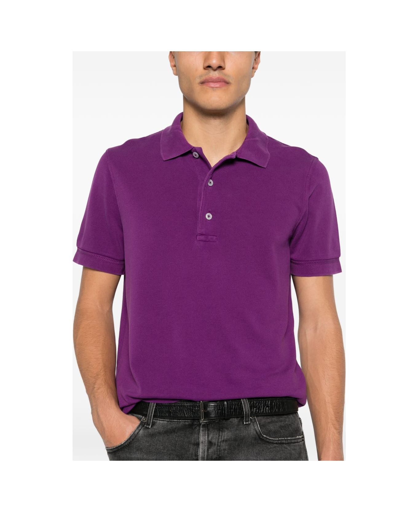 Tom Ford Cotton Blend Polo Shirt - Purple