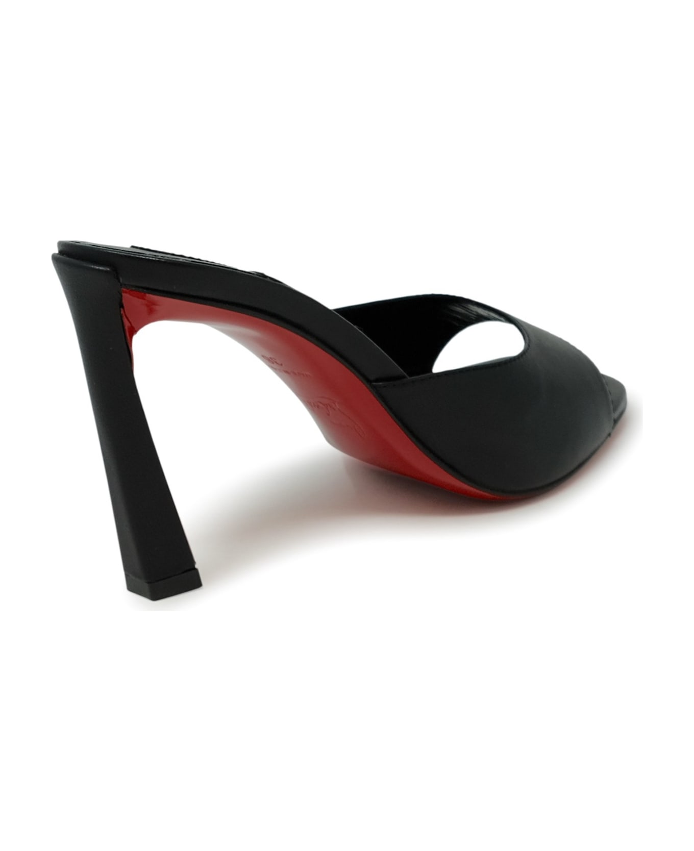 Christian Louboutin Black Leather Condora Mule 85 Sandals - BLACK