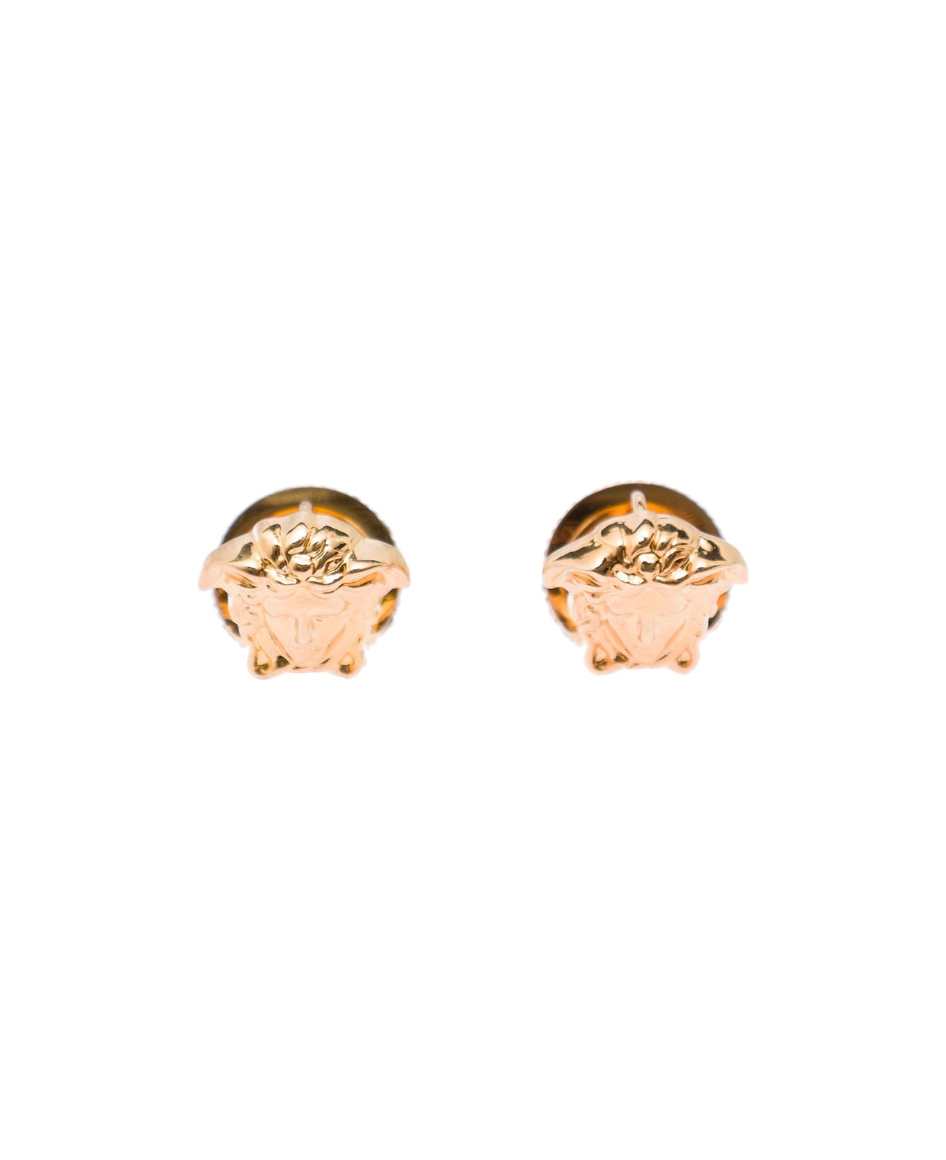 Versace Medusa Head Crystal Embellished Earrings In Gold-tone Brass Woman - Metallic
