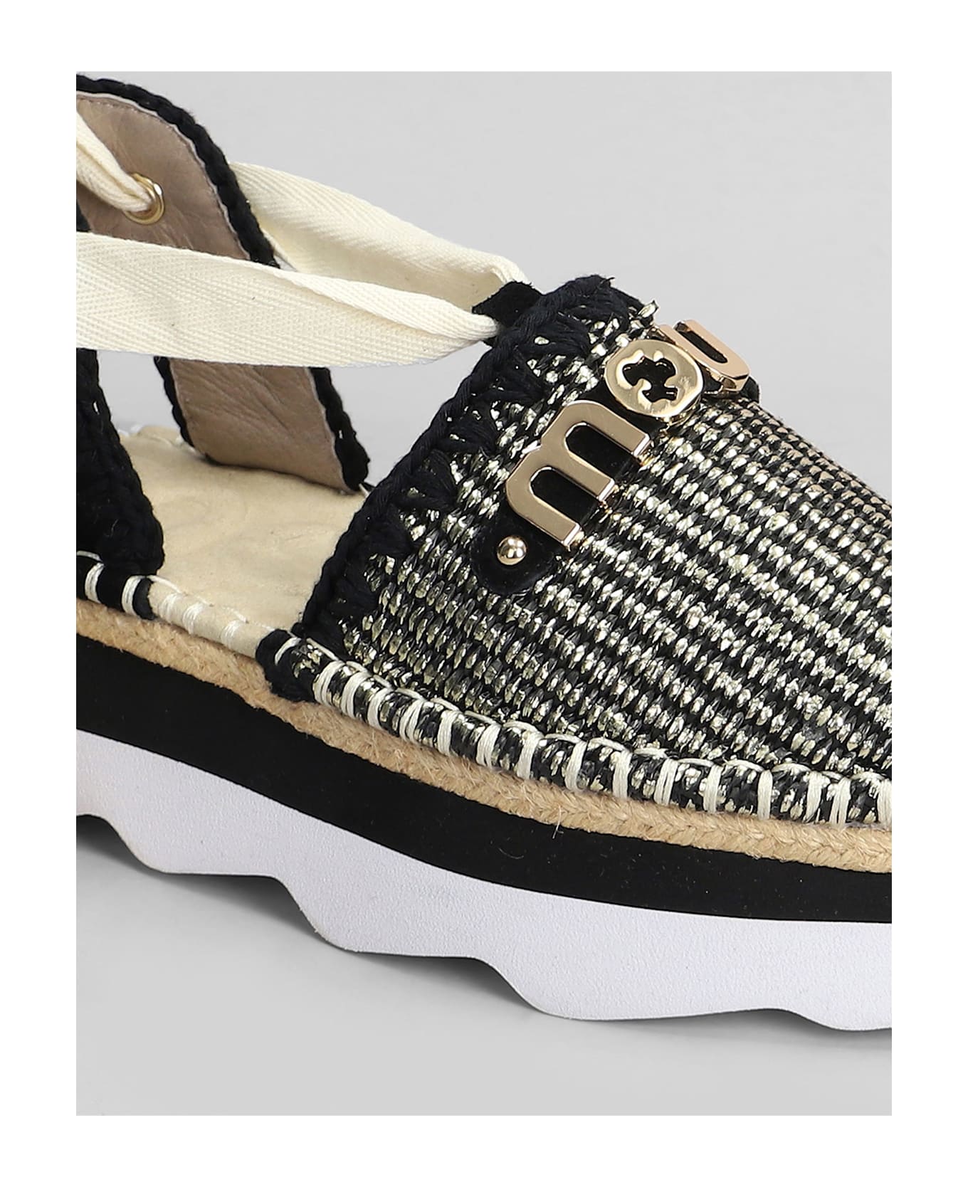 Mou Espa Sandal Espadrilles In Black Raffia - black