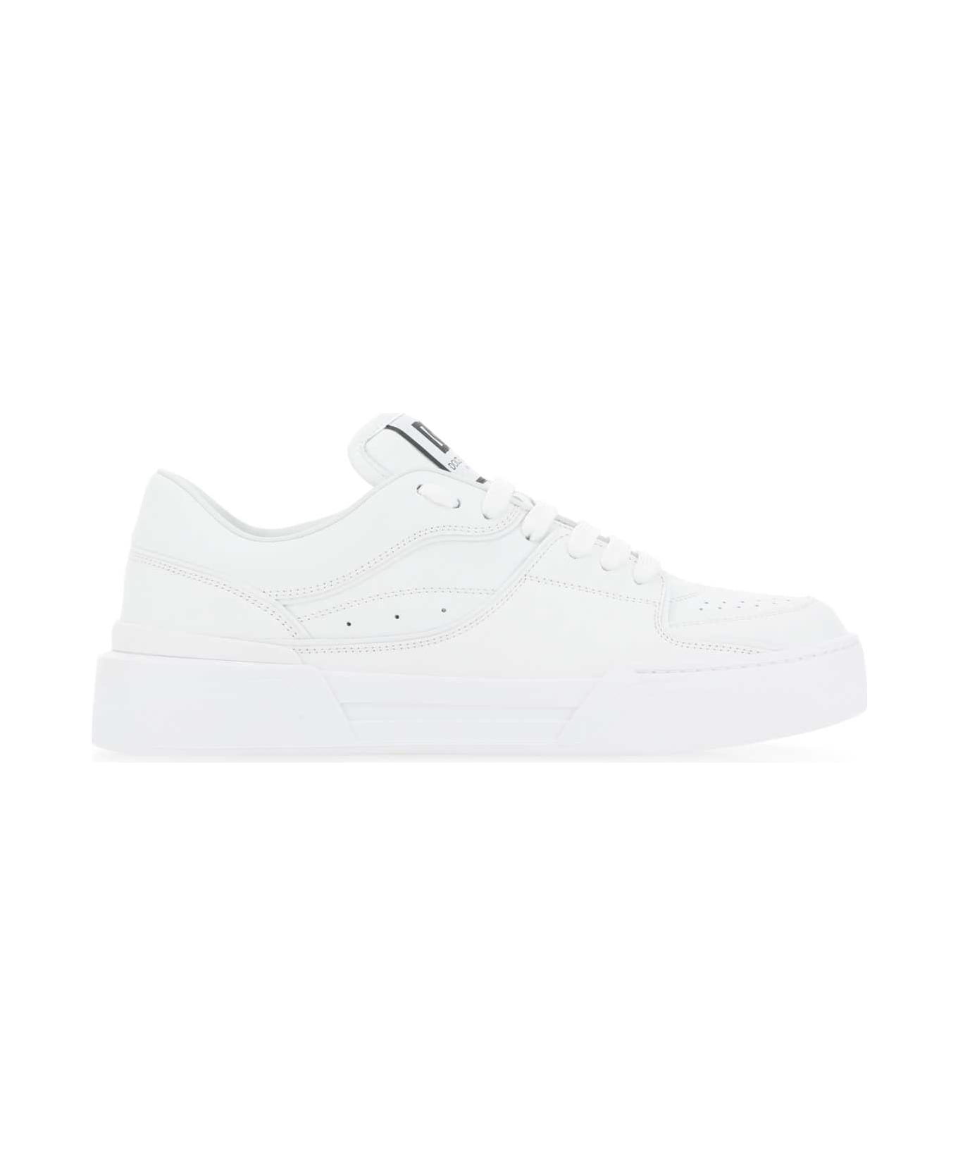 Dolce & Gabbana White Leather New Roma Sneakers - 80001