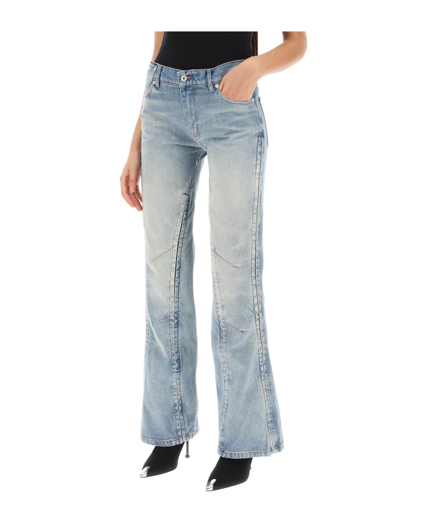 Y/Project Hook-and-eye Flared Jeans - LIGHT SAND BLUE (Blue)