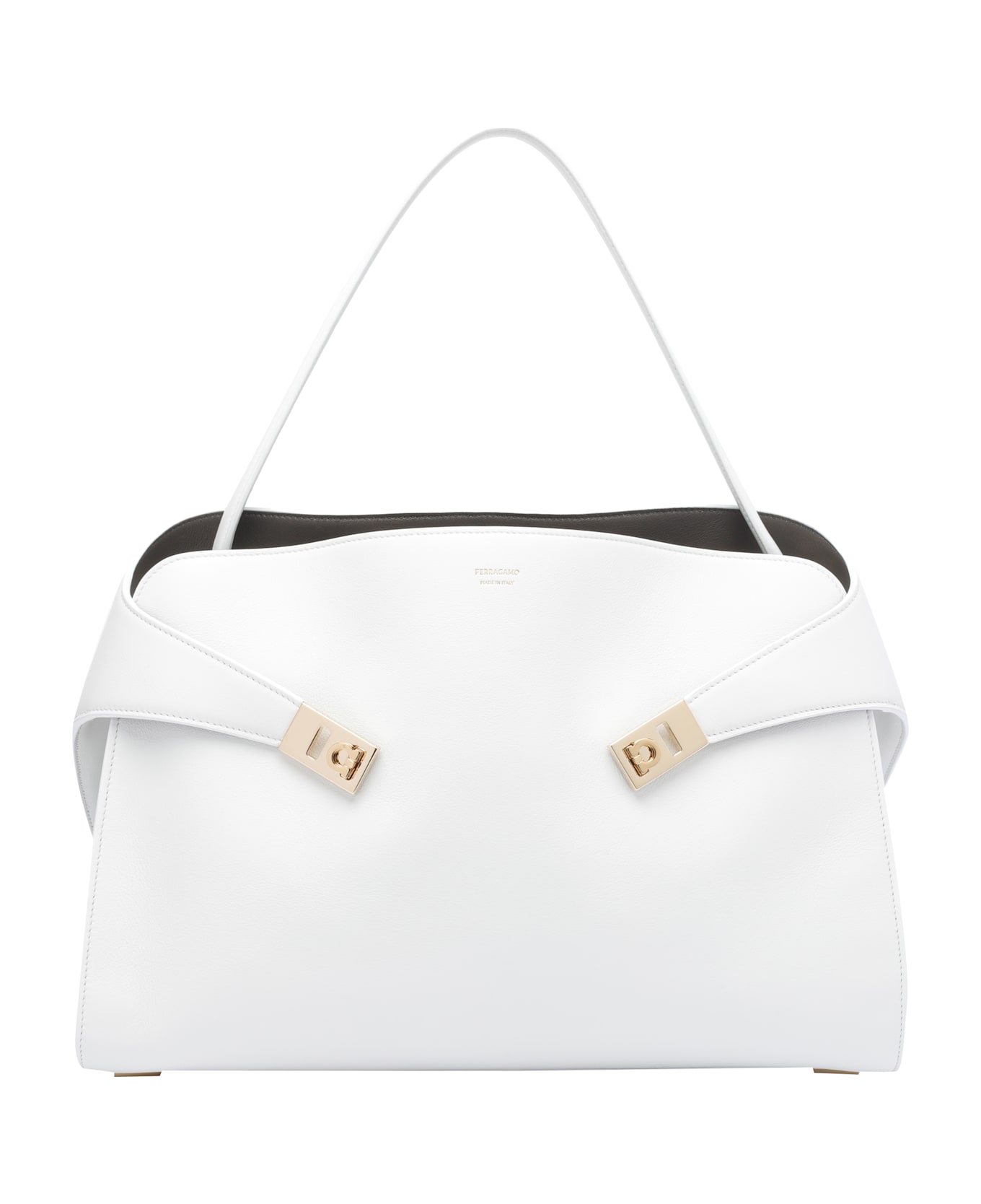 Ferragamo Medium Hug Shoulder Bag - White
