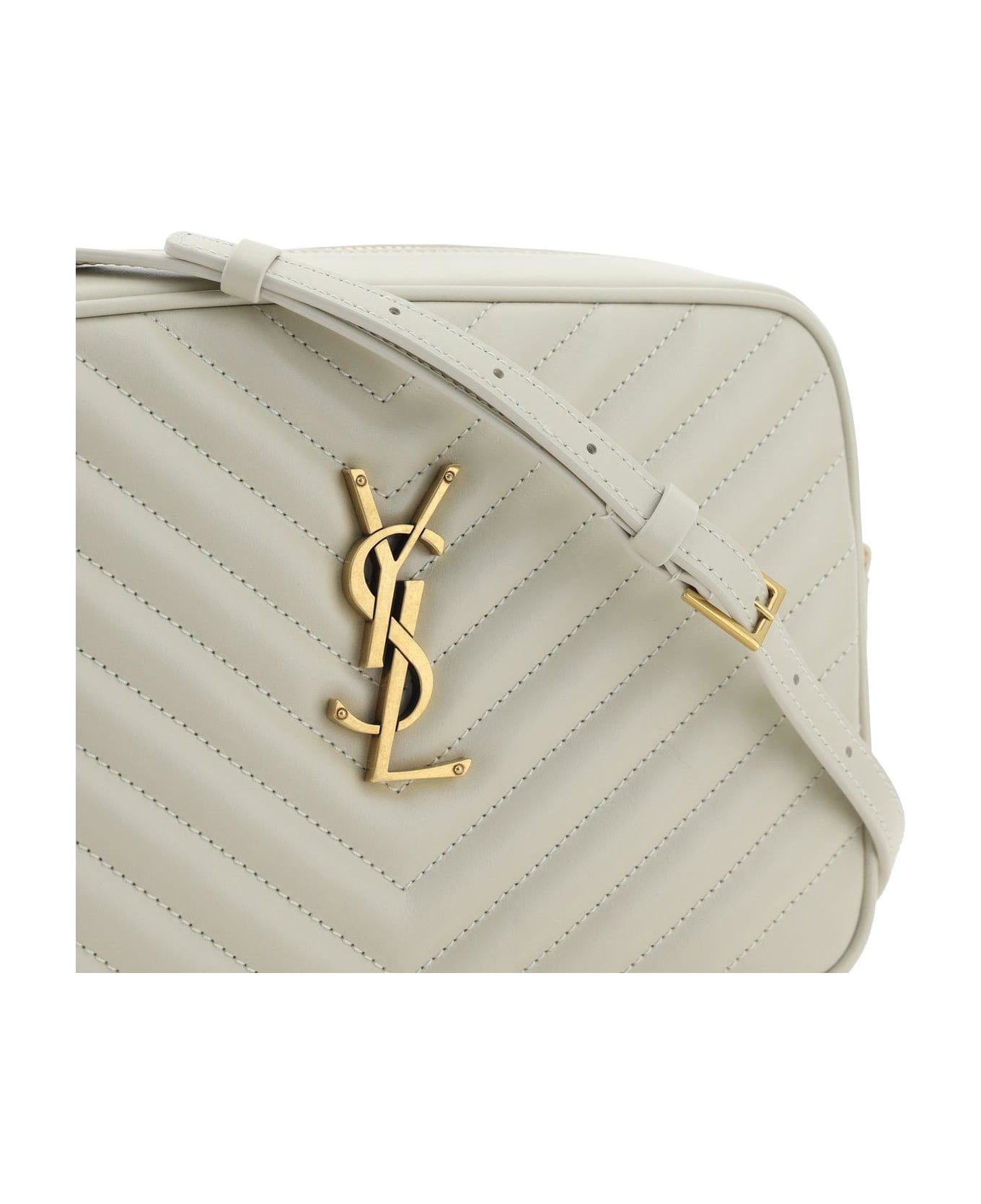 Saint Laurent Lou Zip-up Quilted Camera Bag - WHITE