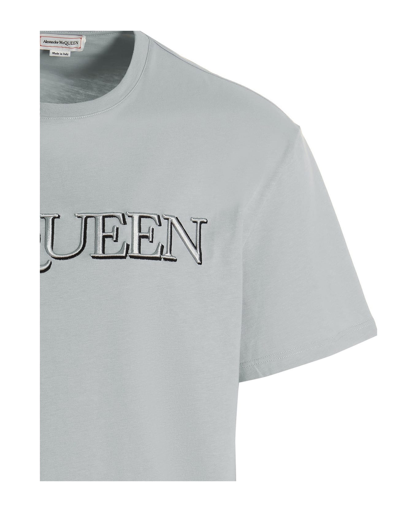 Alexander McQueen Logo Cotton T-shirt - Light Blue