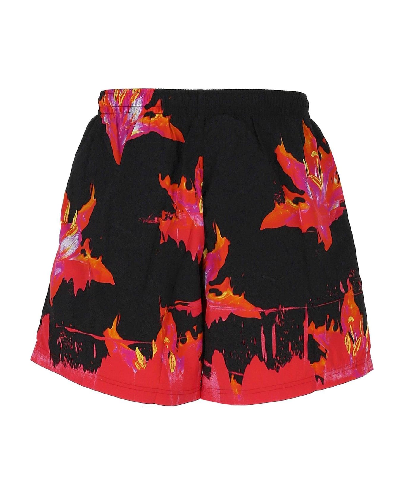 Alexander McQueen Gaphic Printed Swim Shorts - Nero e Rosso