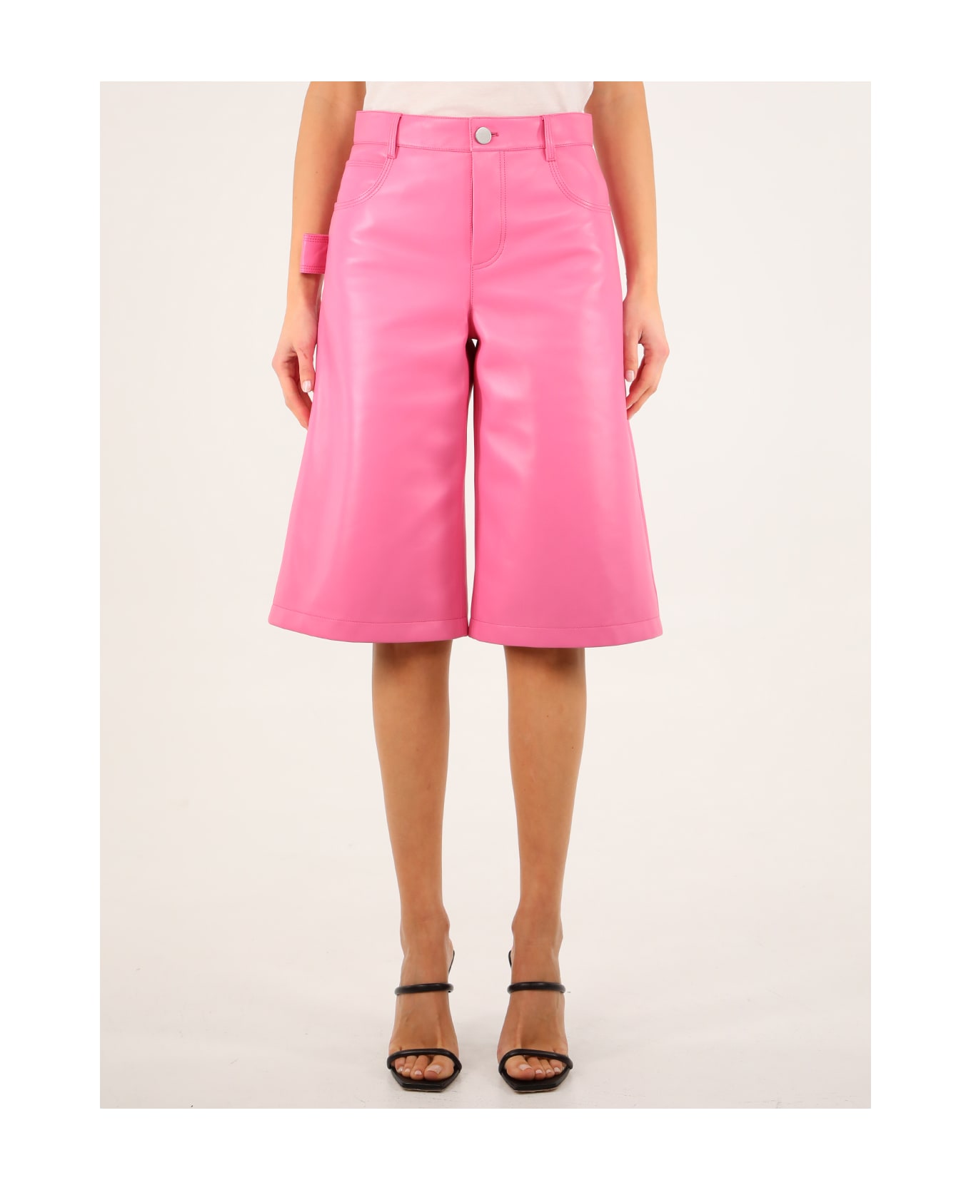 Bottega Veneta Pink Leather Bermuda Shorts - Pink