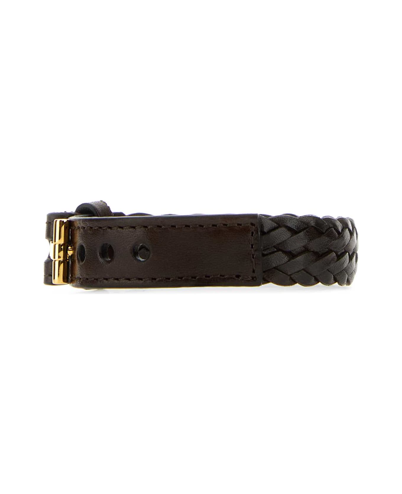 Tom Ford Dark Brown Leather Bracelet - DARKBROWN