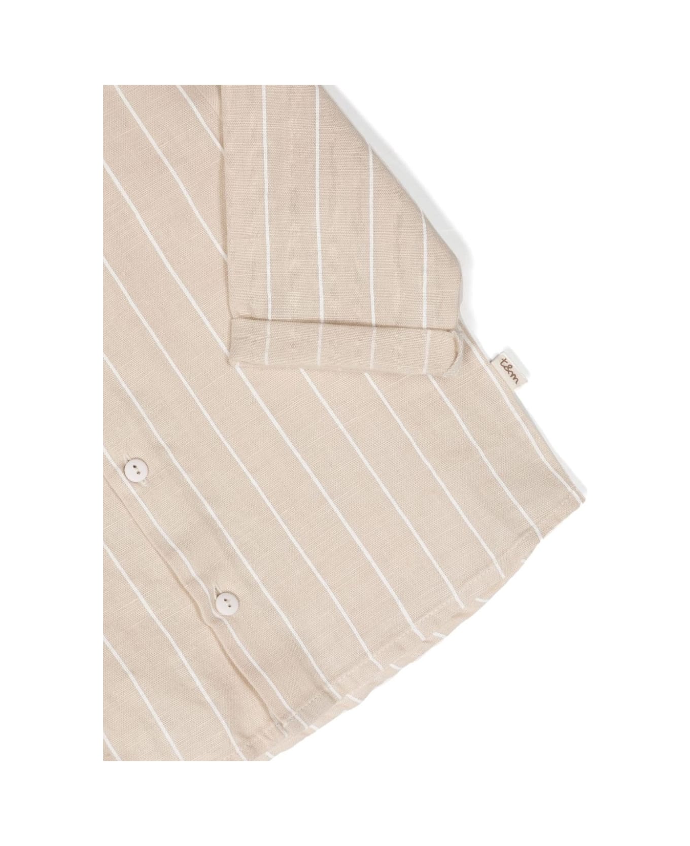 Teddy & Minou Pinstripe Linen Blend Shirt - Brown シャツ