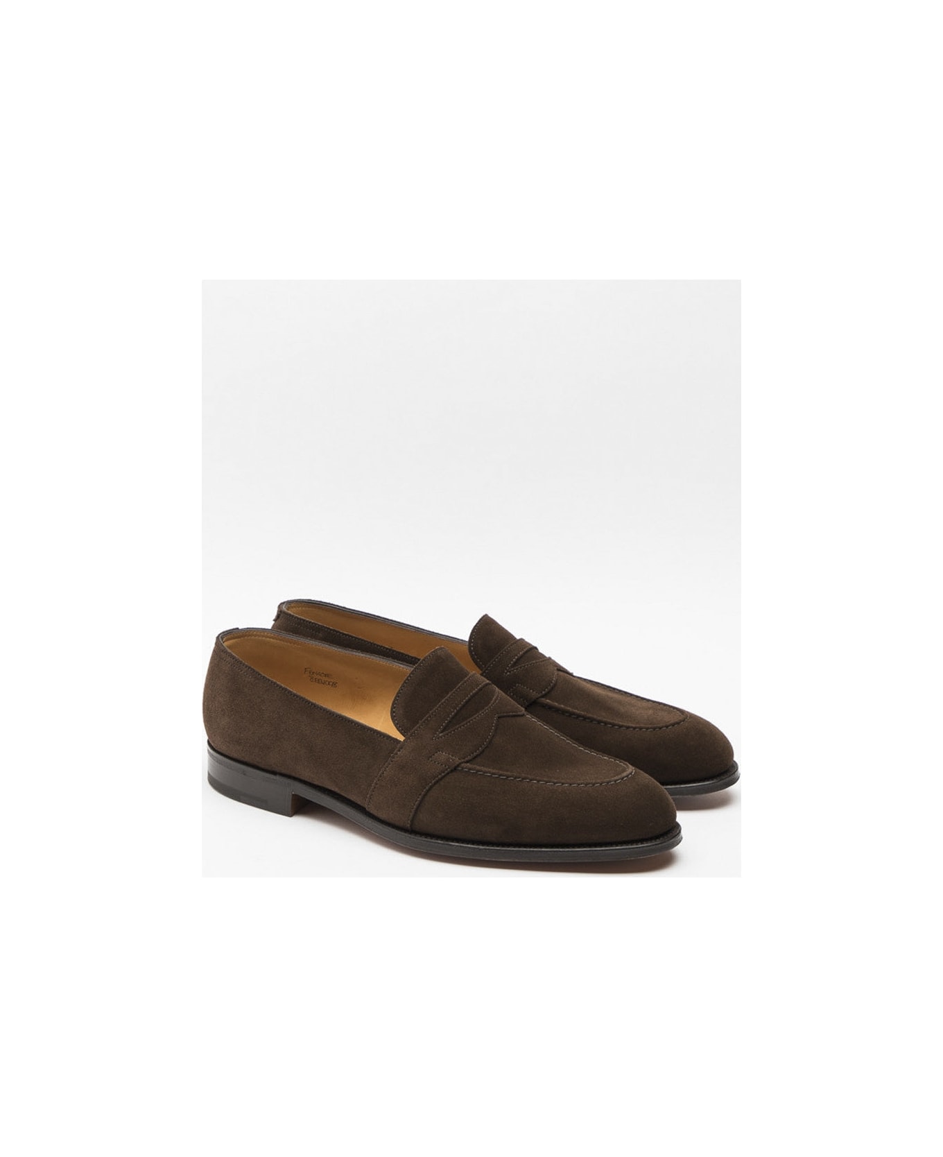 John Lobb Fencote Dark Brown Suede Penny Loafer - Marrone