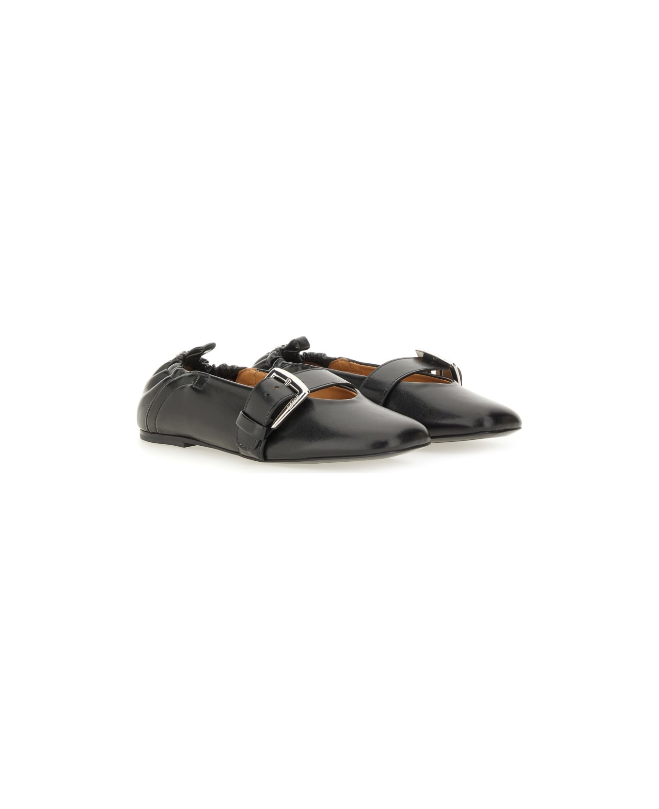 Ganni Ballerina With Buckle Strap - BLACK