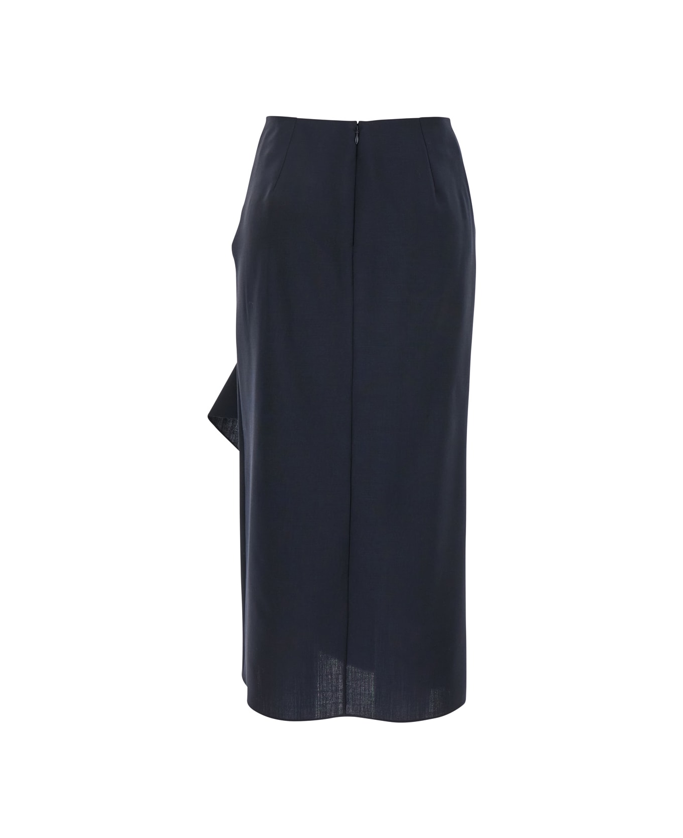 Alexander McQueen Blue Skirt With Asymmetric Design And Front Seam With Pleats In Wool And Mohair Blend Woman - Blu