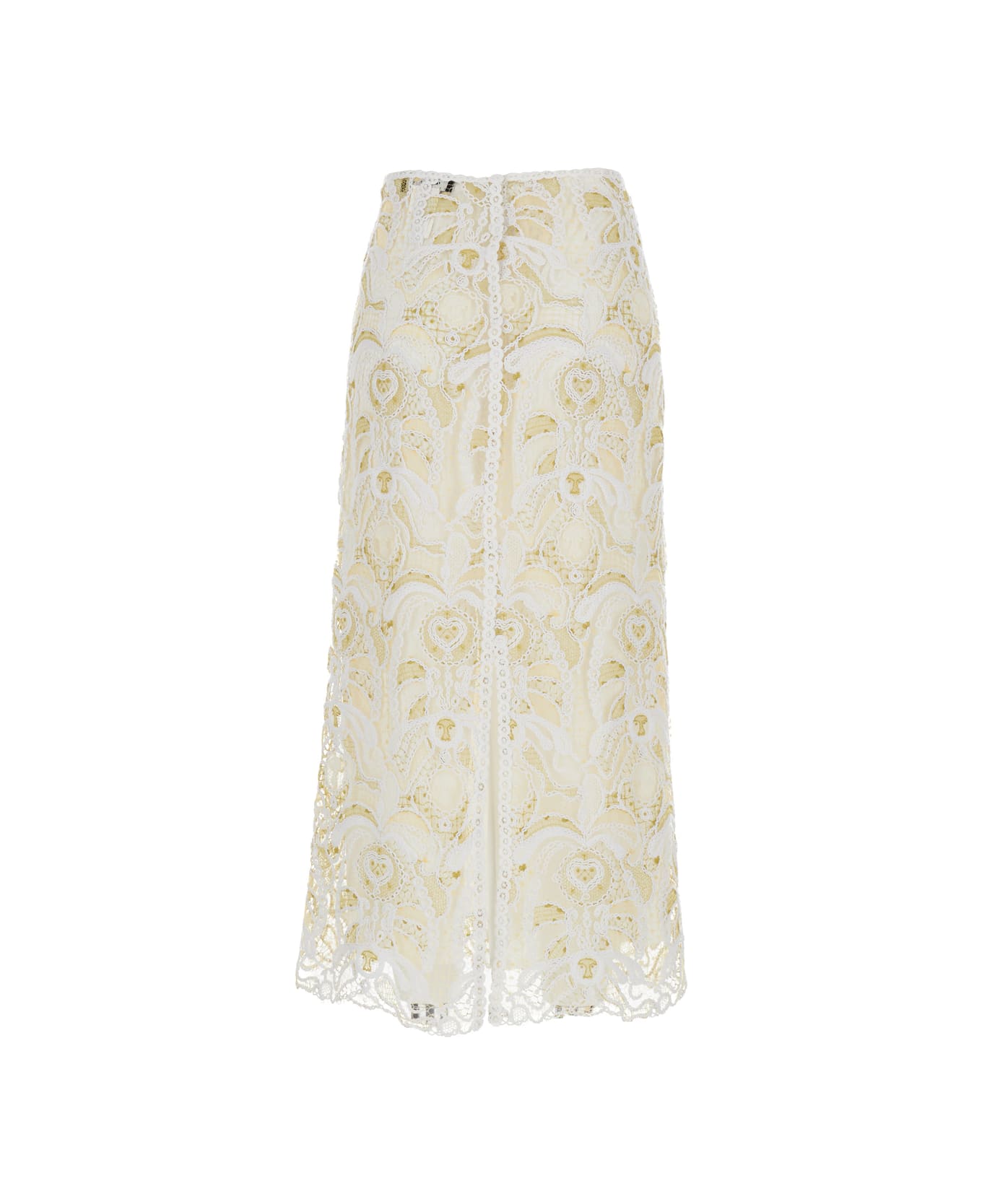 Fabiana Filippi White Embroidered Open Knit Long Skirt In Cotton Woman - White