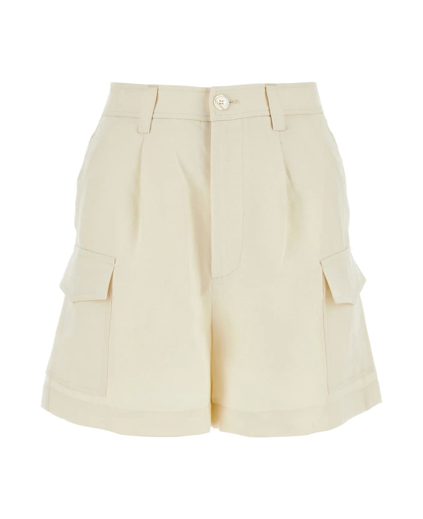 Woolrich Ivory Viscose Blend Shorts - PLASTERWHITE