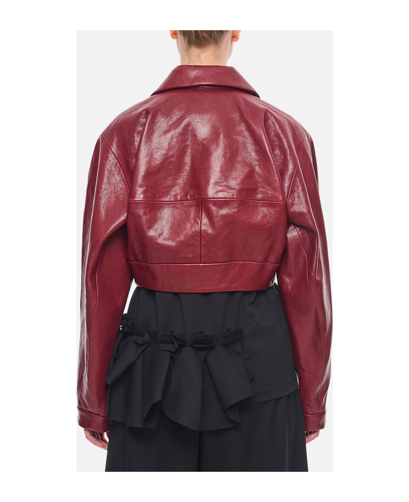 Khaite Sue Short Leather Jacket - Oxblood