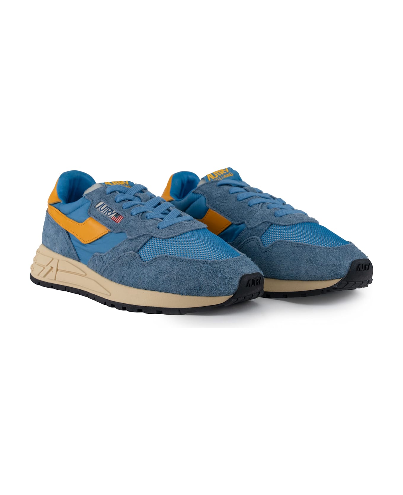 Autry Reelwind Low Sneakers In Nylon And Suede - Suede/net cenble/fus