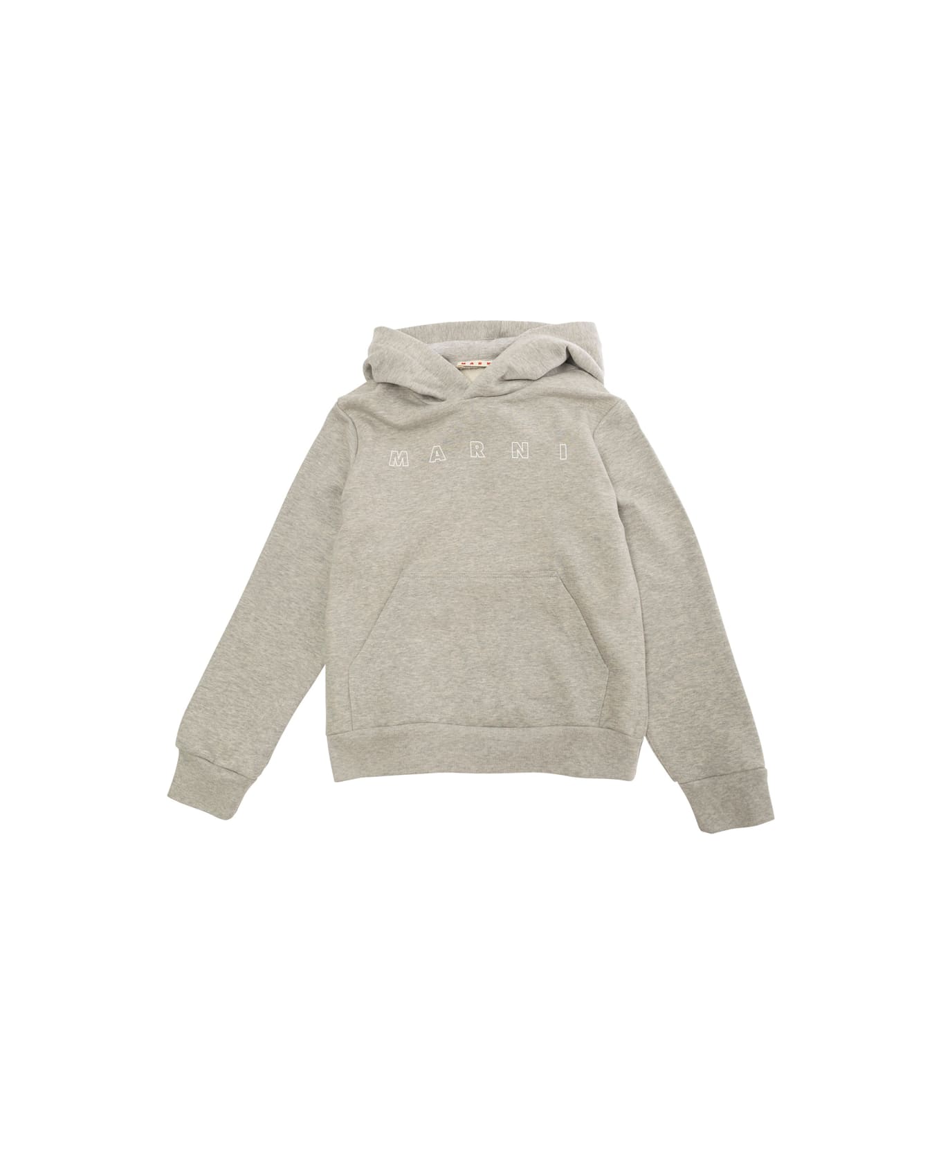 Marni Grey Hoodie With Logo Lettering On The Front In Cotton Boy - Grey
