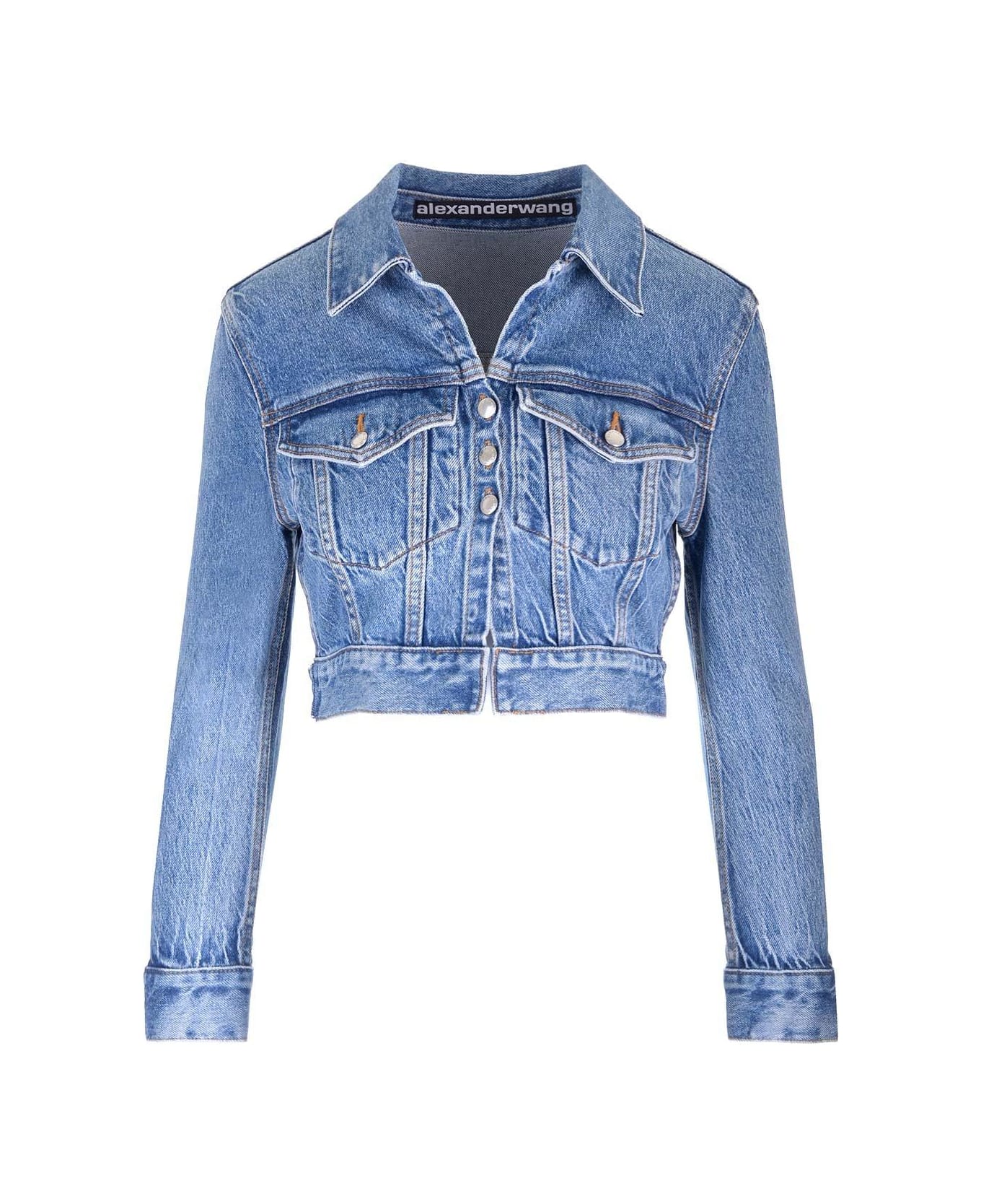 Alexander Wang Shrunken Trucker Cardi Denim Jacket - A Classic Medium Indigo