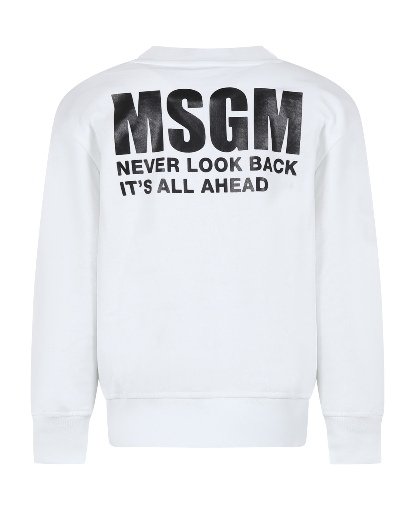 MSGM White Sweatshirt For Kids With Logo - White