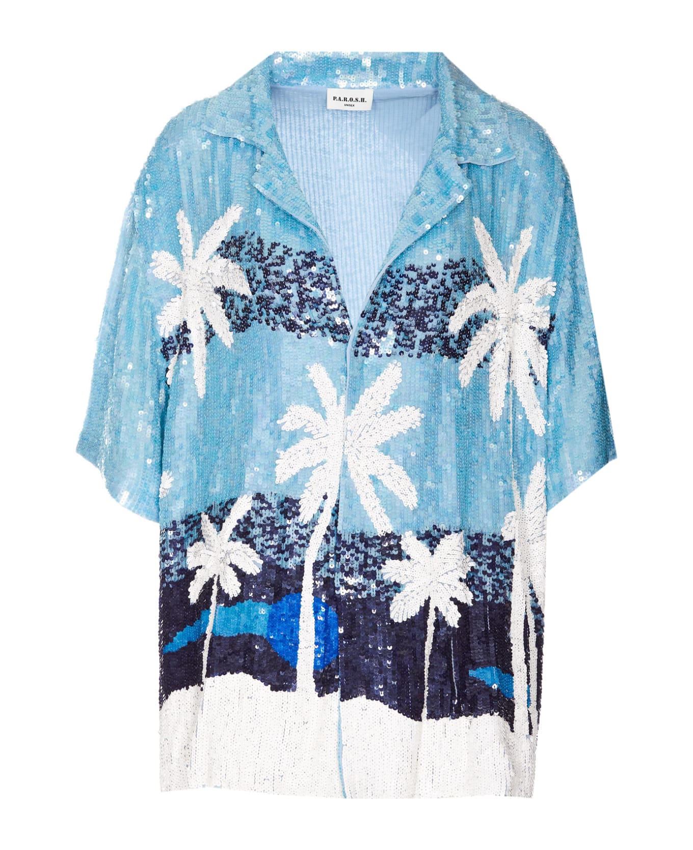 Parosh Gust Palms Fantasy Sequins Shirt - Blue シャツ