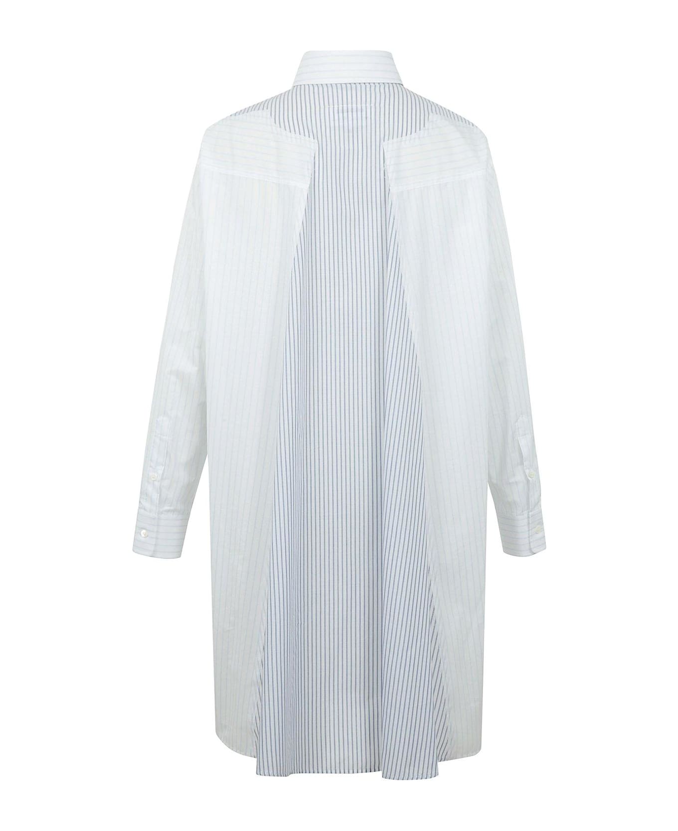 MM6 Maison Margiela Striped Buttoned Shirt Dress - Multicolore