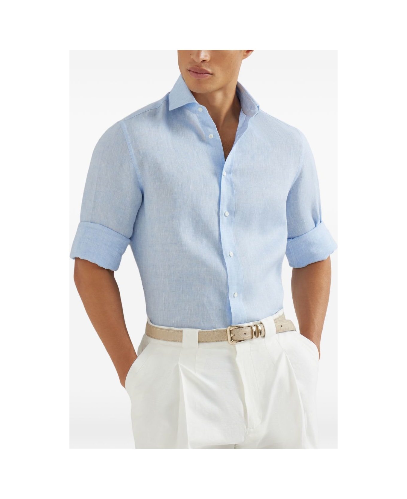 Brunello Cucinelli Linen Shirt - Clear Blue