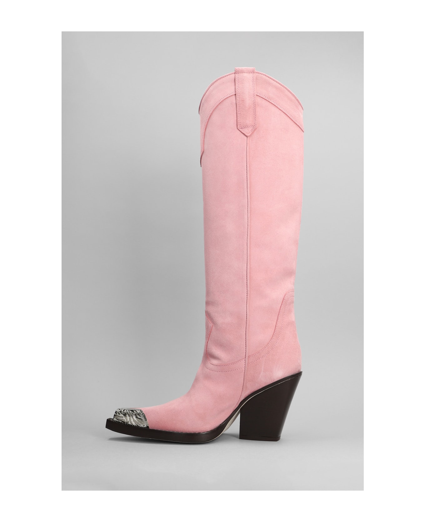Paris Texas El Dorado Texan Boots In Rose-pink Suede - Black ブーツ