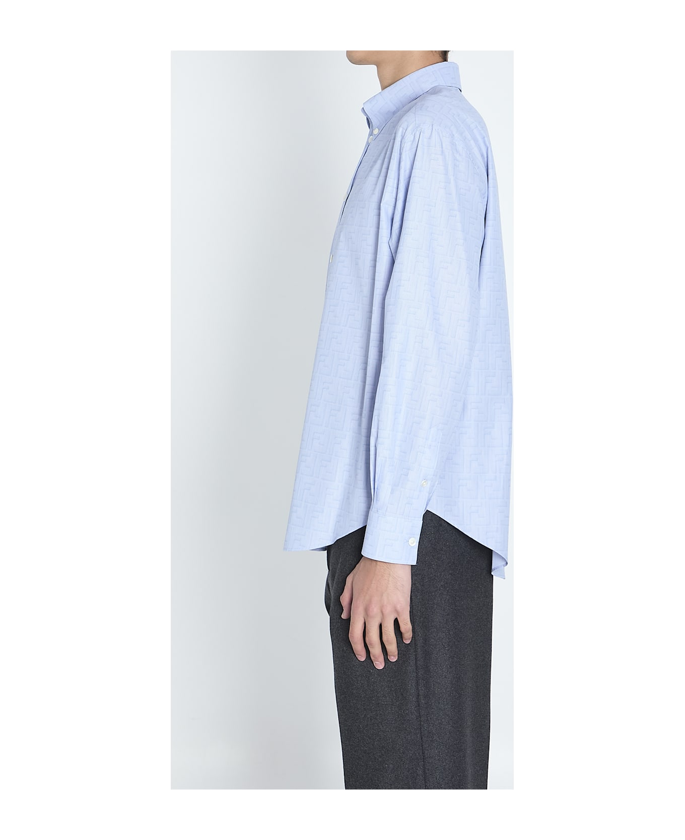 Fendi Ff Cotton Shirt - LIGHT BLUE