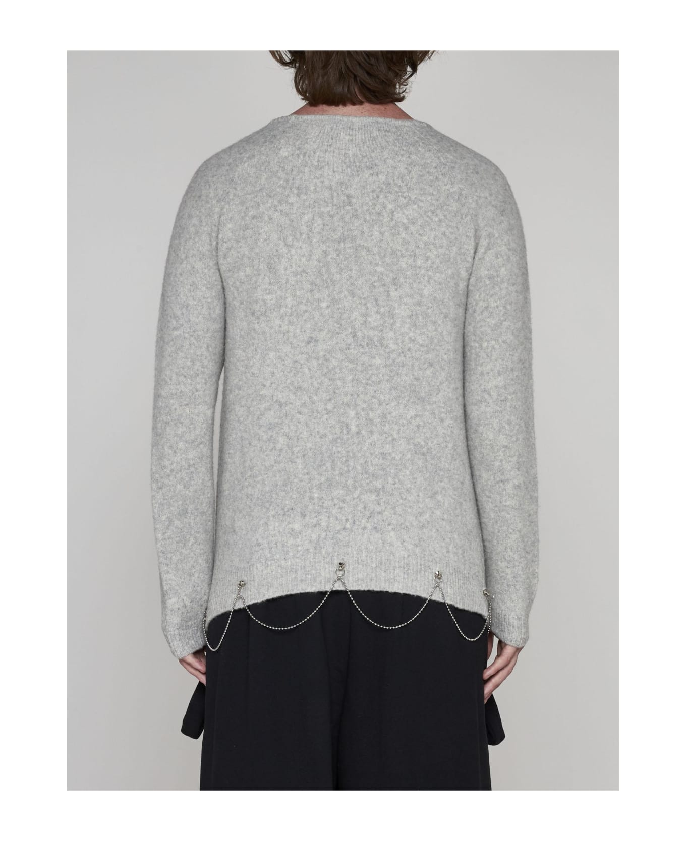 Random Identities Chain-detail Wool-blend Sweater - Light Grey ニットウェア