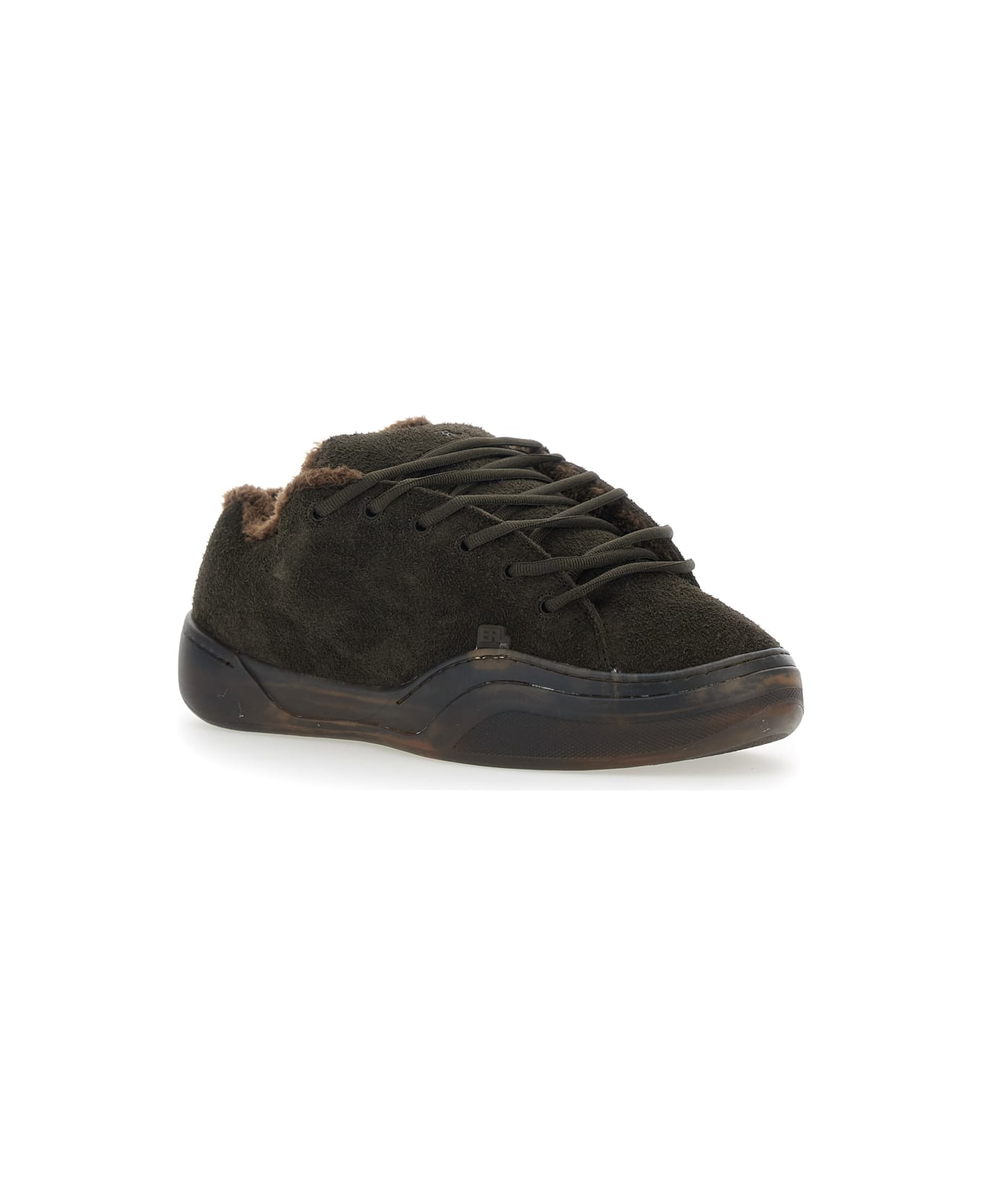 ERL 'vamp Skate' Brown Low-top Sneaker With Front Logo In Velvet Man - Brown
