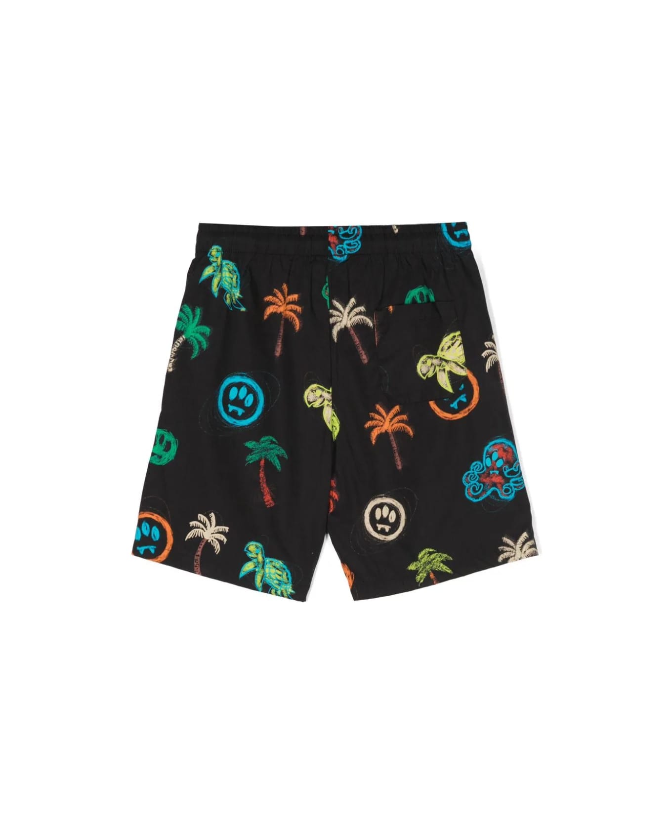 Barrow Black Shorts With All-over Print - Black