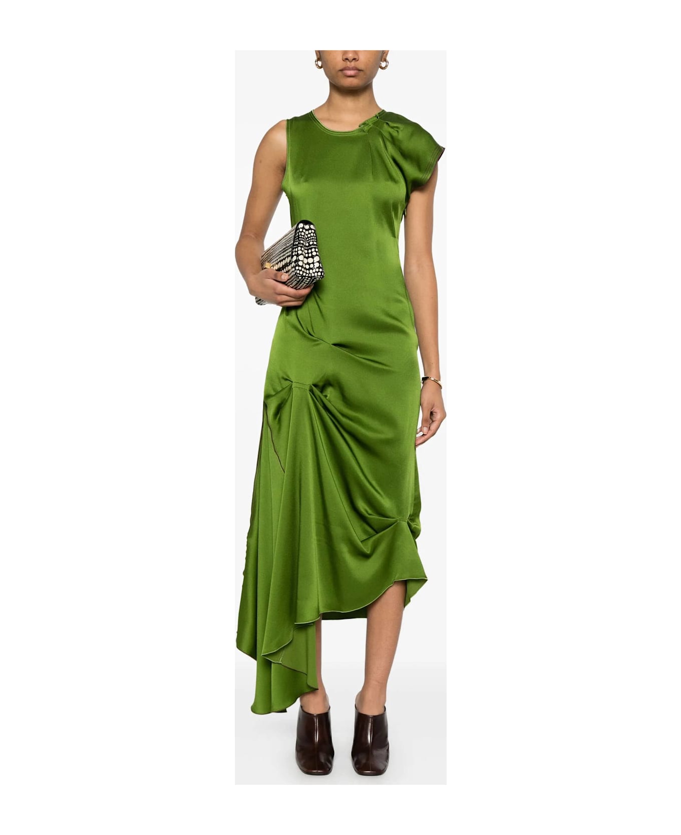 Victoria Beckham Draped Pleat Midi Dress - Algae