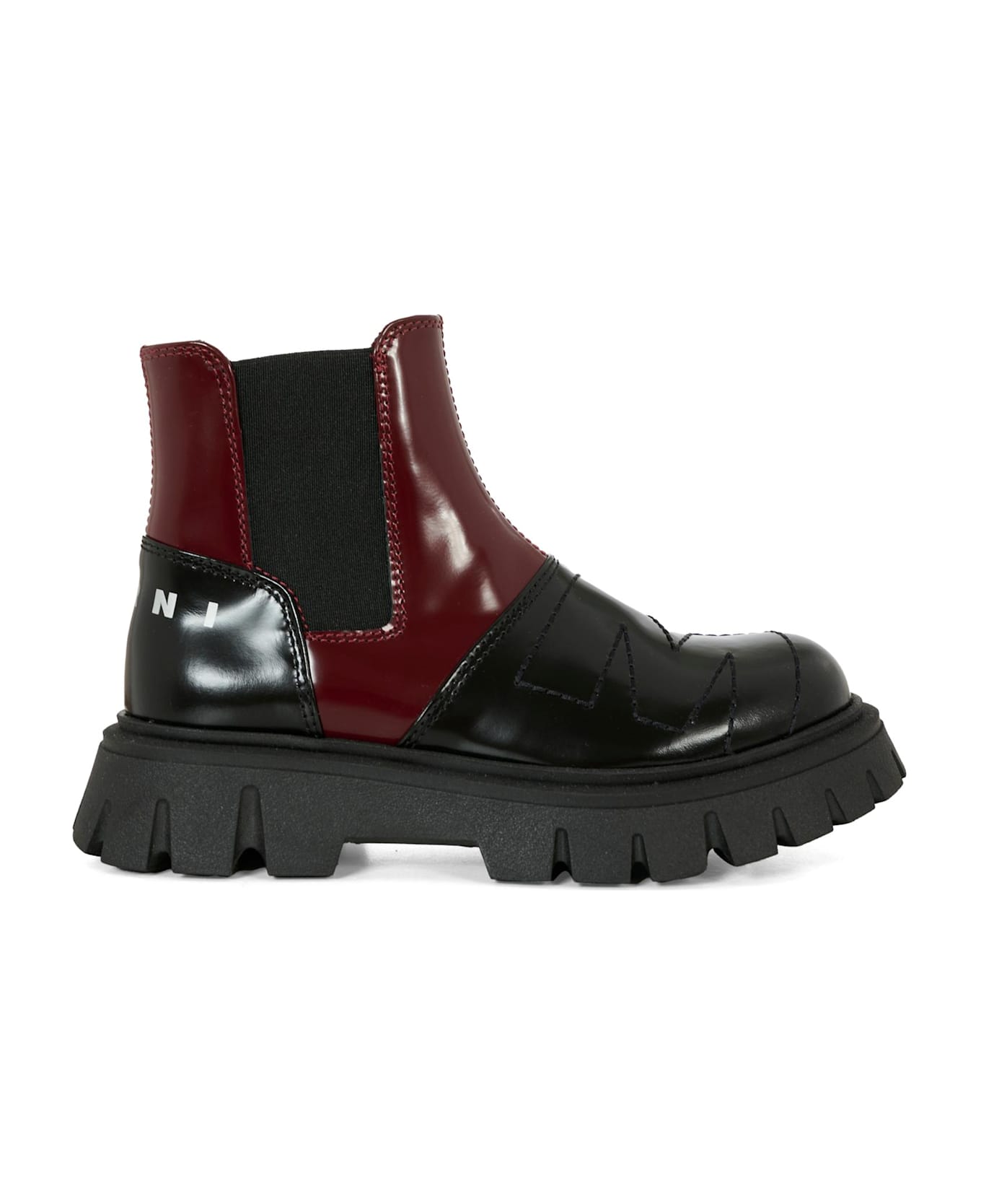 Marni Black Ankle Boots For Kids With Logo - Black