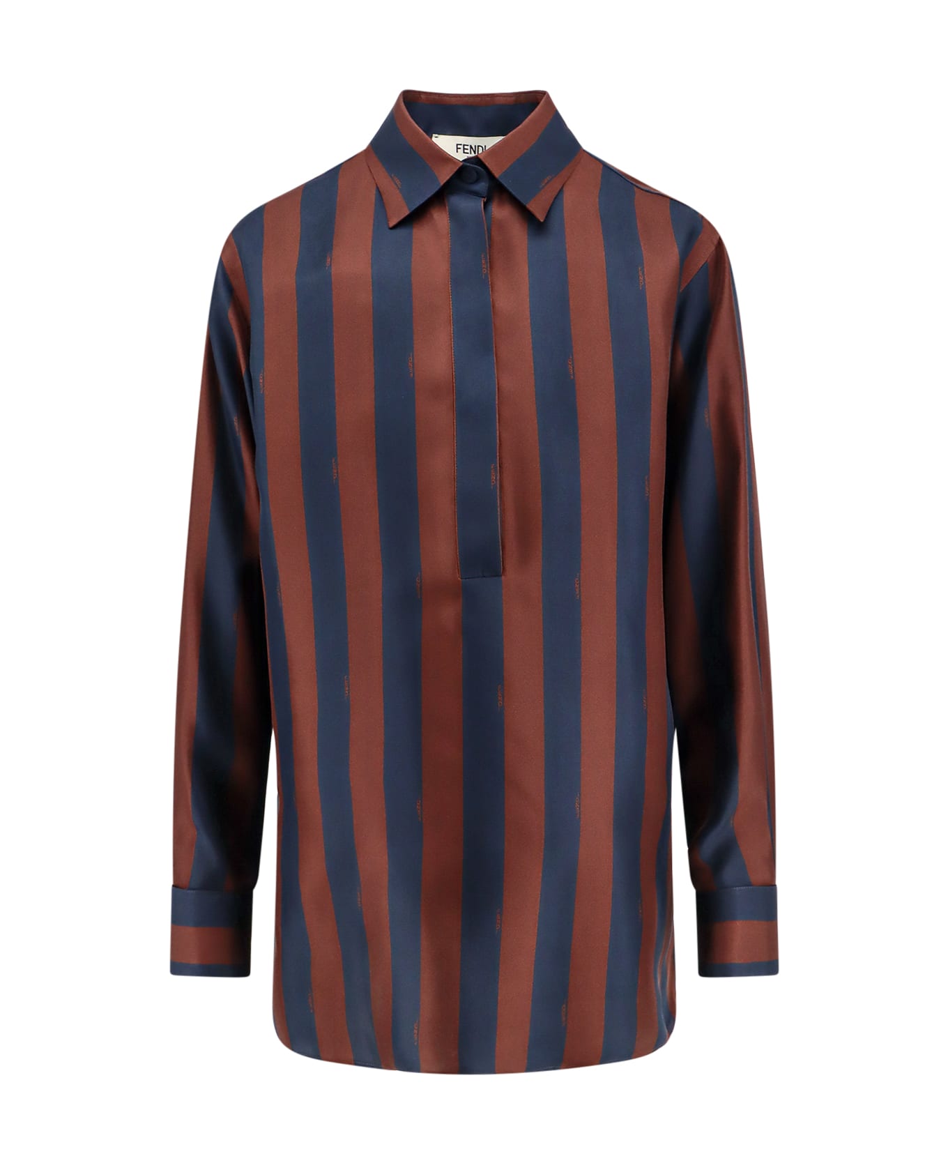 Fendi Pequin Shirt In Silk - Brown