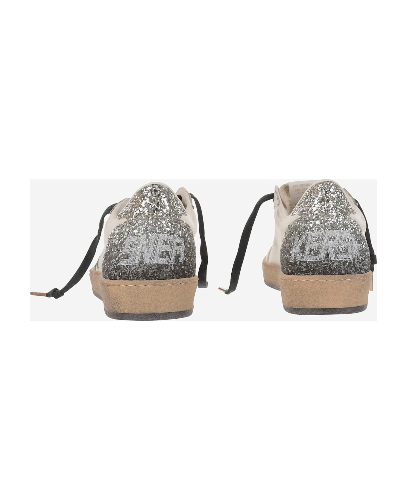 Golden Goose Ball Star Sneakers With Glitter - Silver
