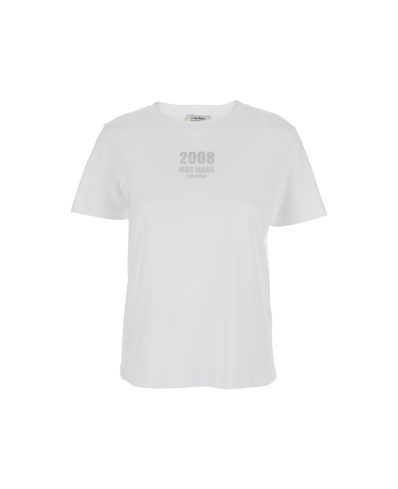 
S Max Mara Quieto
 White Crewneck T-shirt With Logo Print On The Front In Cotton Woman - White