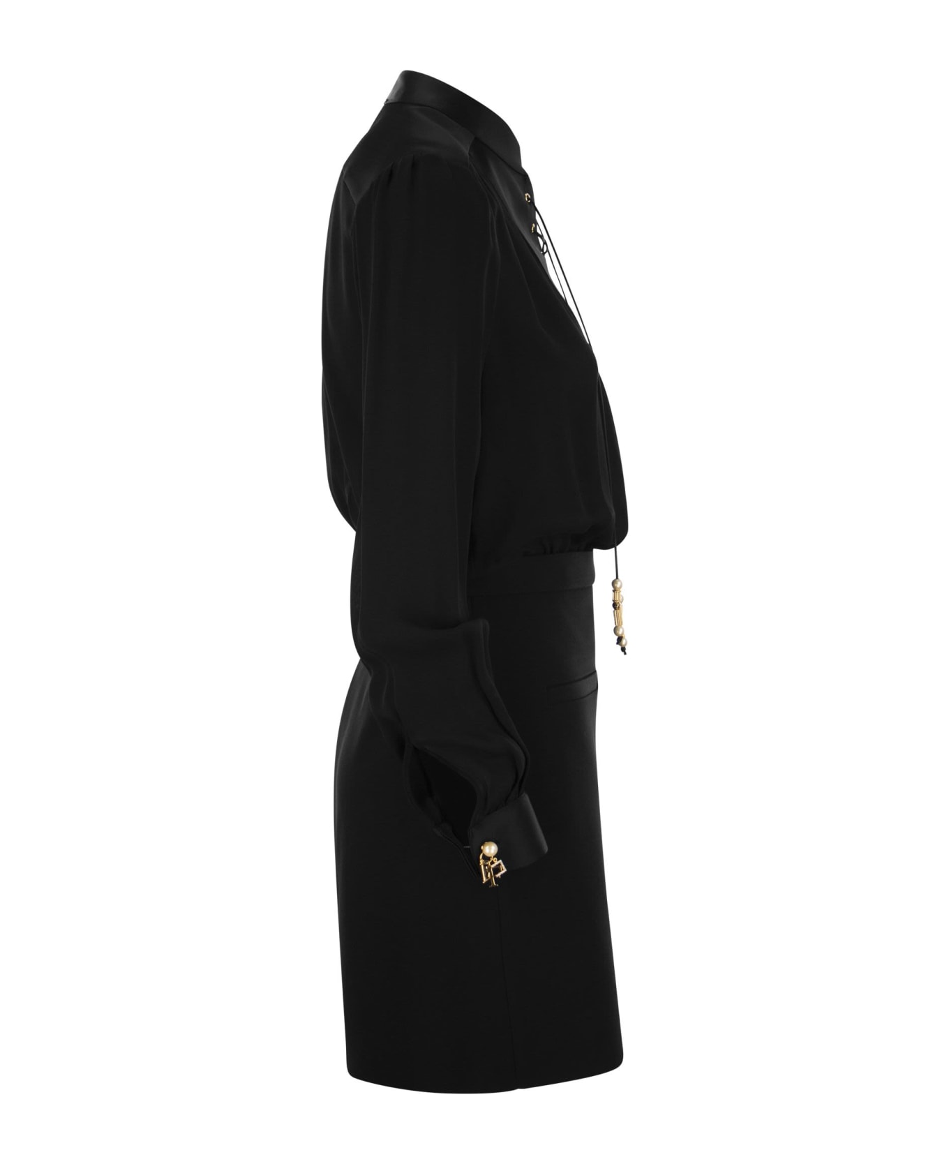 Elisabetta Franchi Viscose Minidress With Bib - Black