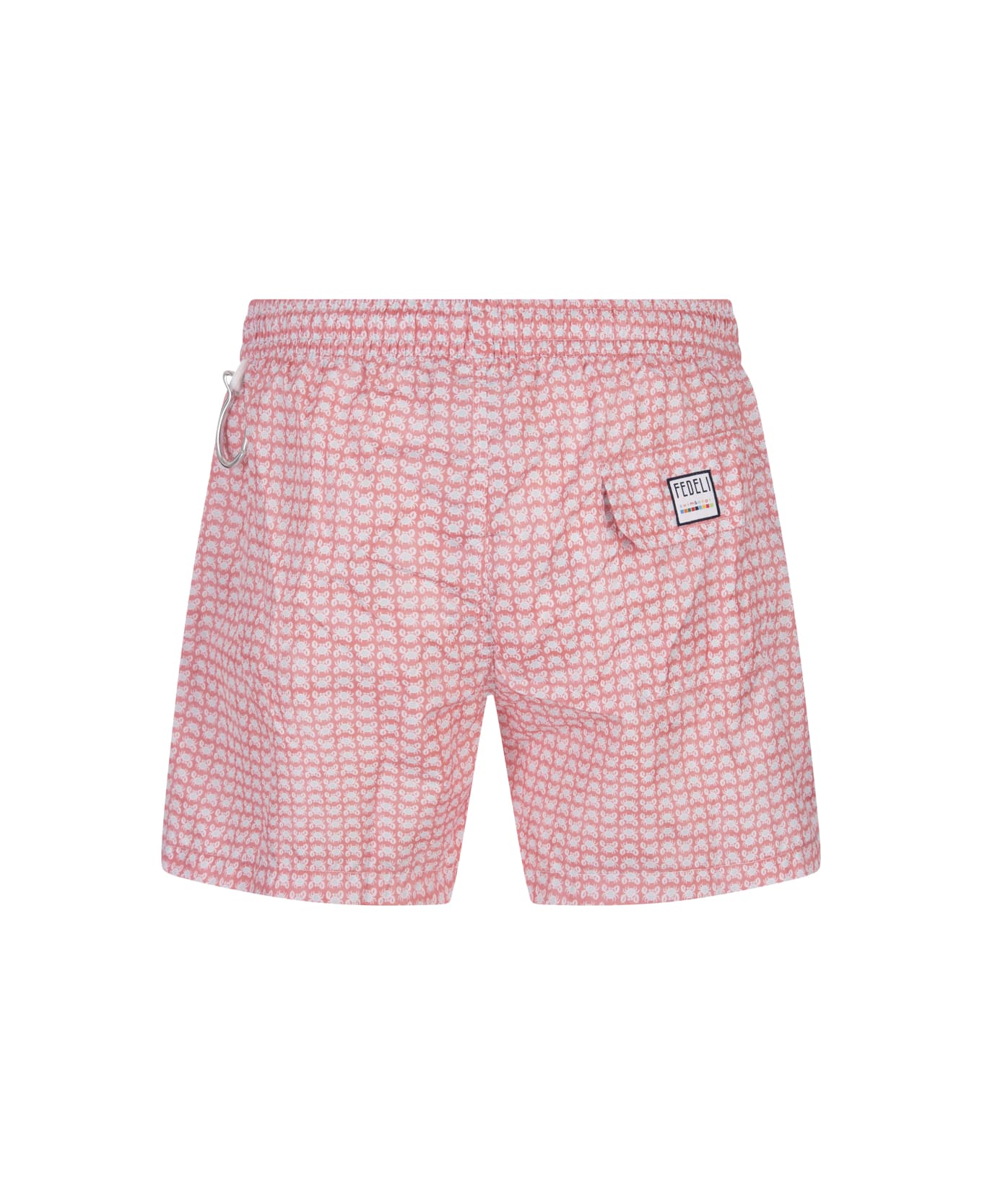 Fedeli Pink Swim Shorts With Crab Pattern - Pink