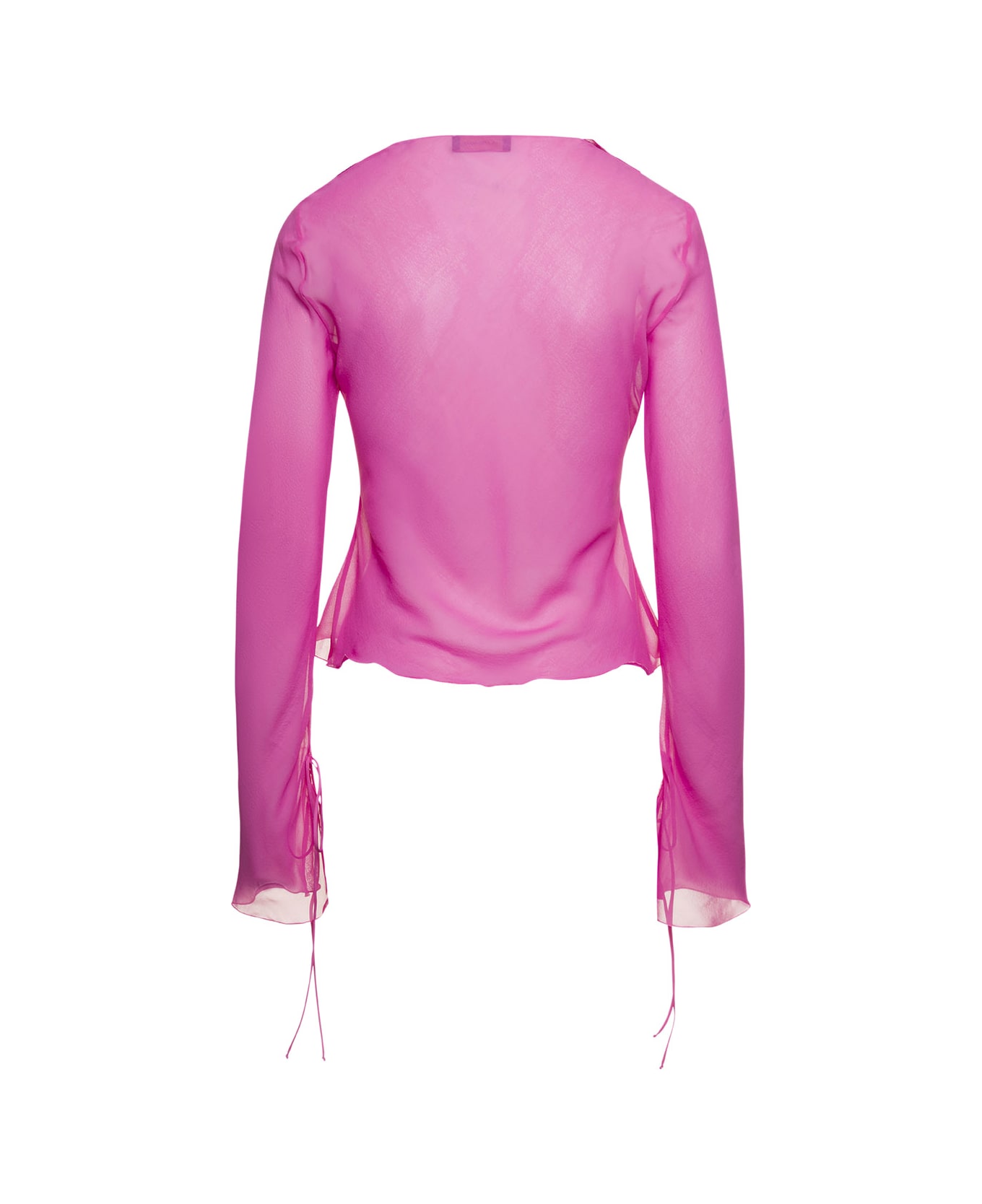 The Andamane Ruffle-detail Blouse In Pink Silk Woman - Pink