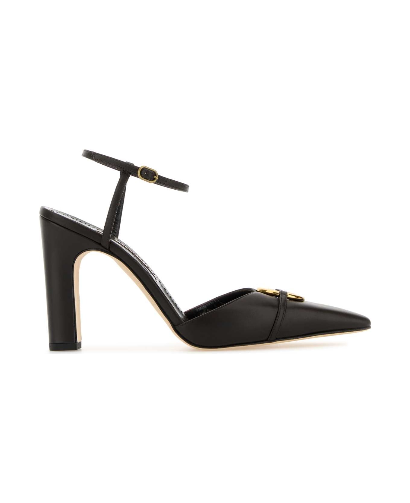 Manolo Blahnik Dark Brown Leather Querelle Pumps - DBRW