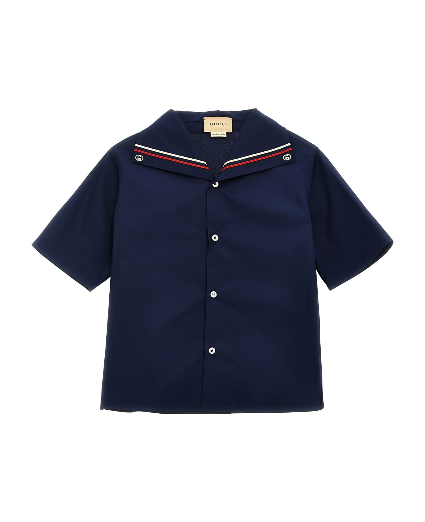 Gucci Collar Embroidery Shirt - Blue シャツ