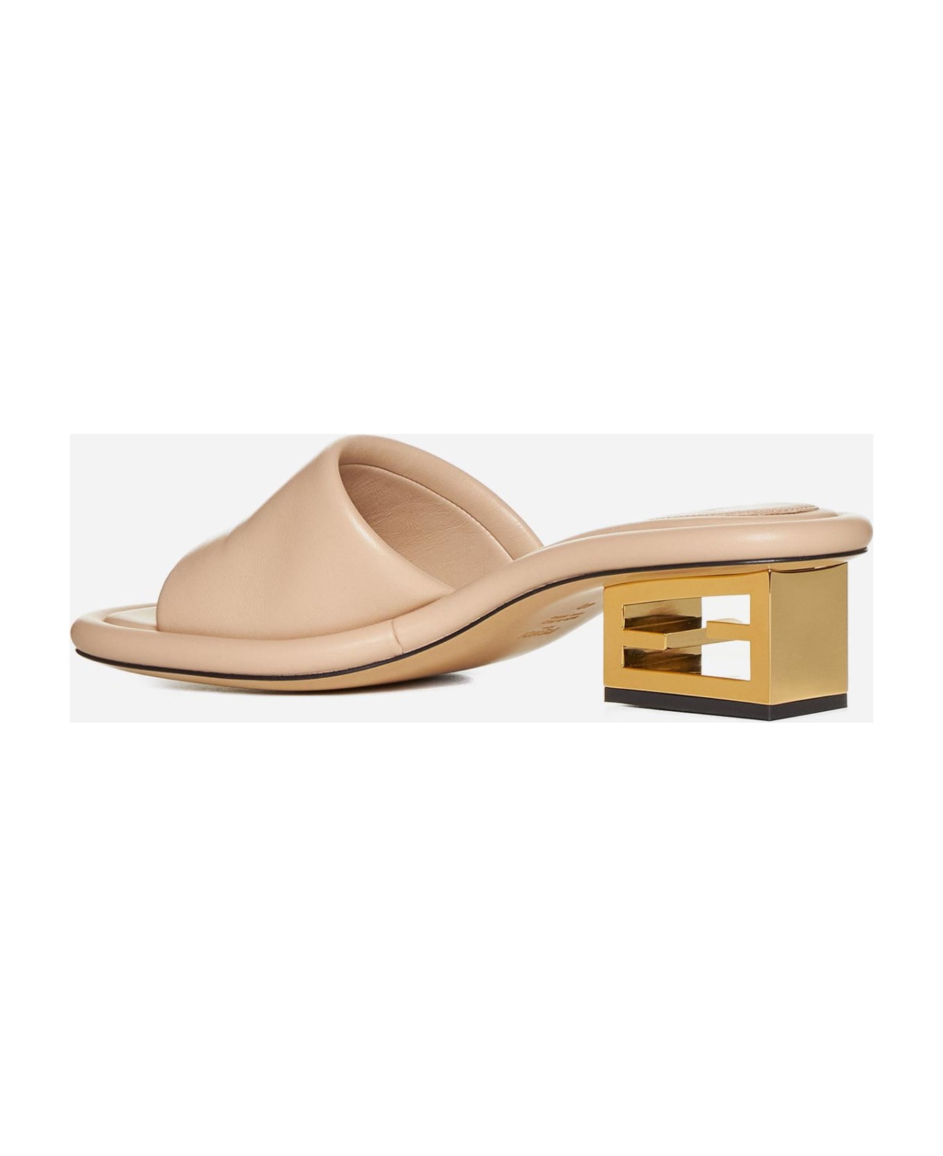 Fendi Baguette Nappa Leather Sandals - Beige
