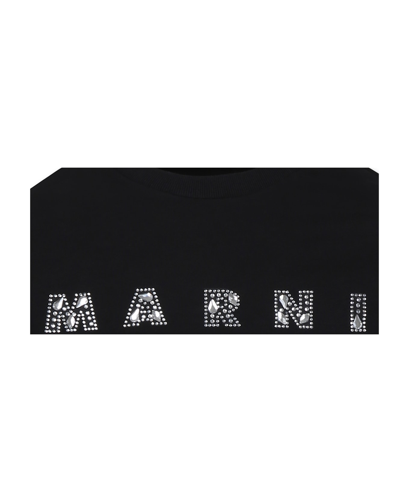 Marni Black Crop Sweatshirt For Girl With Logo - Black