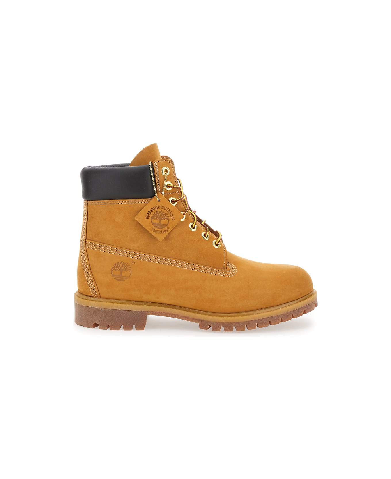 Timberland 
premium
 Beige Ankle Boots With Embossed Logo On The Side And Front Lace-up Closure In Leather Man - Beige