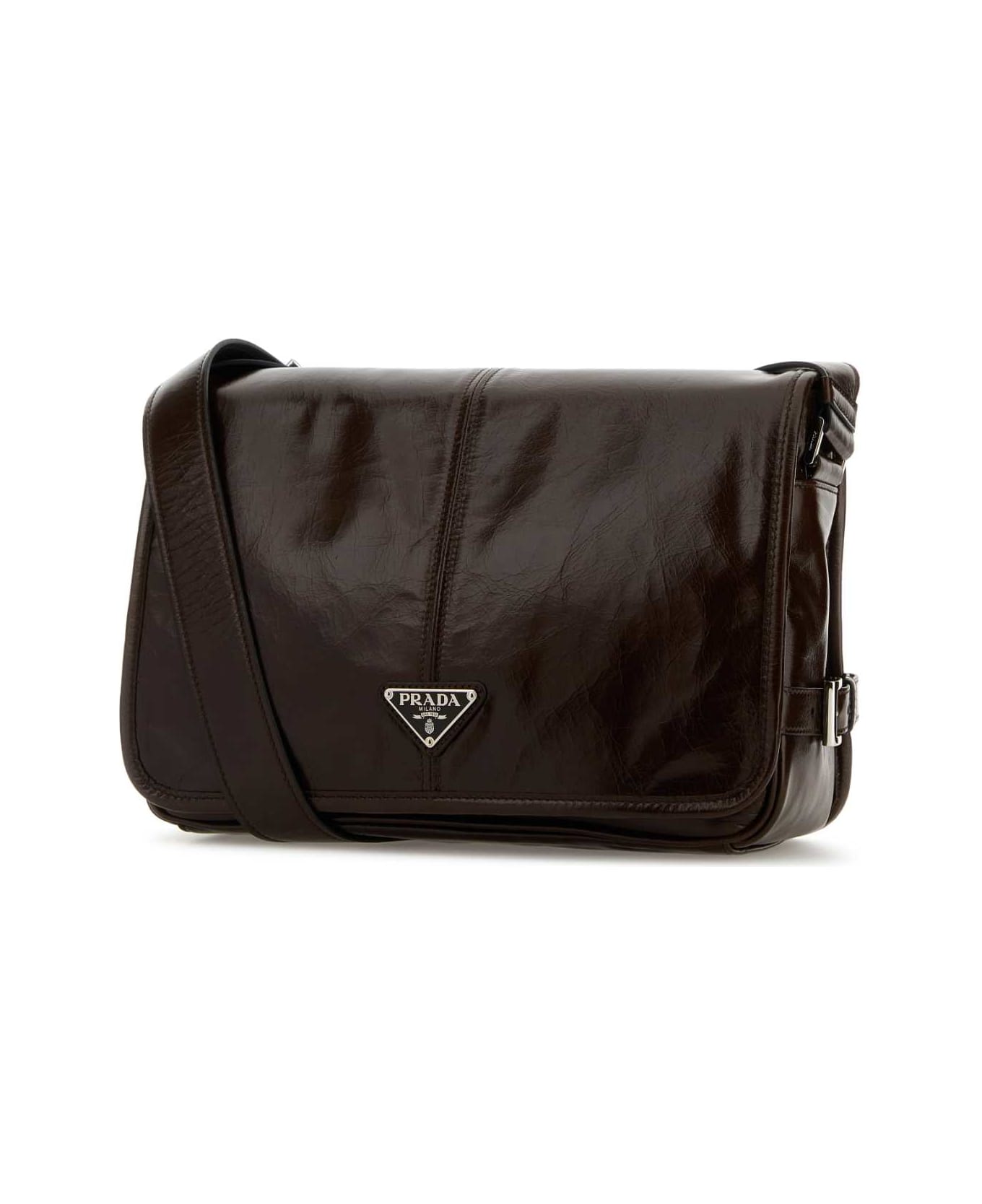 Prada Chocolate Leather Crossbody Bag - MORO N