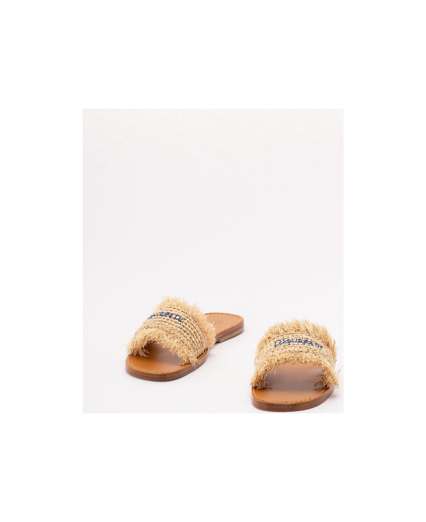Dsquared2 Frayed Slide Sandals - Beige